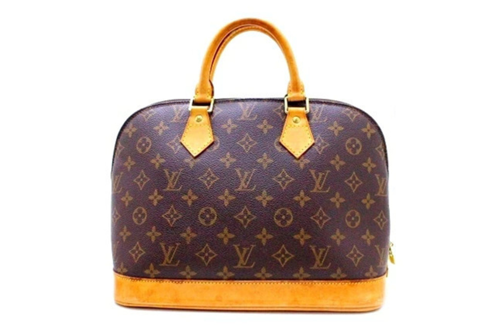 LOUIS VUITTON Alma Monogram Handbag Leather Brown